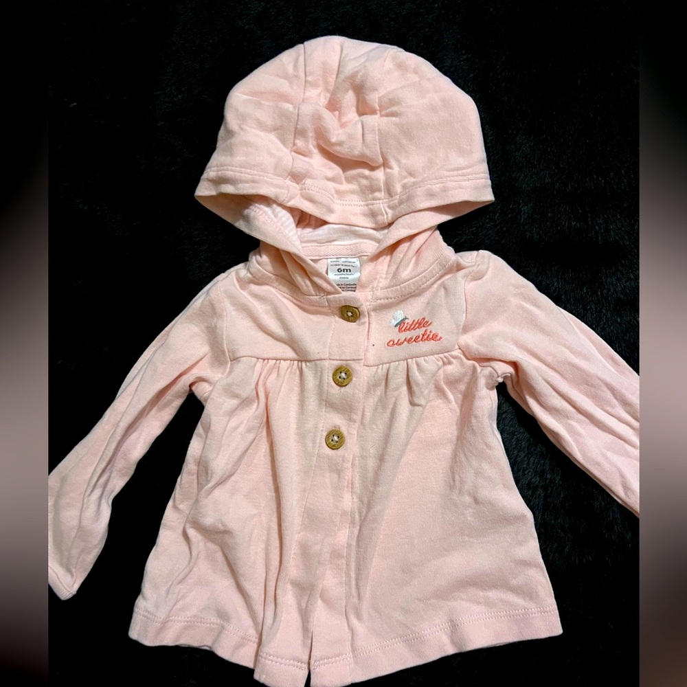 Baby Girls Pink Hoodie Sweater; 6 months